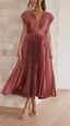 Women's Casual Pleated Maxi Dress