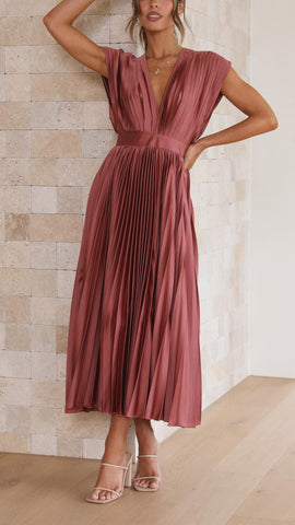 Women's Casual Pleated Maxi Dress