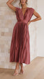 Women's Casual Pleated Maxi Dress