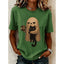 T Shirt | Crew Neck, Ghost and Cat Print 3