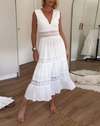 Tank Dress | V-Neck, Lace Detailing, Backless 0