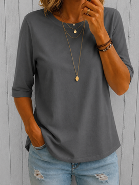Tee | Longer Half Sleeves, Relaxed Fit 0