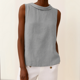 Top | Sleeveless Design, Rolled Collar 0