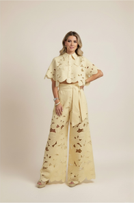Two-Piece Set | Floral Cut-Out Top, Wide-Leg Pants 10