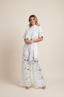 Two-Piece Set | Floral Cut-Out Top, Wide-Leg Pants 2