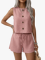 Two Piece Set | Buttoned Tank Top, Matching Shorts 1