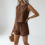 Two Piece Set | Buttoned Tank Top, Matching Shorts 3