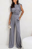 Two Piece Set | Draped Top, Wide-Leg Pants 0