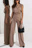 Two Piece Set | Draped Top, Wide-Leg Pants 3