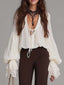 Two Piece Set | Lace Up Blouse, Wide Leg Flare Pants 1