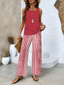Two Piece Set | Square Neckline, Blue Plant Print 1