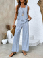 Two Piece Set | Square Neckline, Blue Plant Print 5