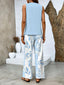 Two Piece Set | Square Neckline, Blue Plant Print 7