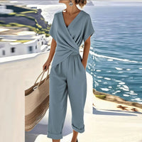Two Piece Set | Wrap-Front Top, Cropped Pants 1