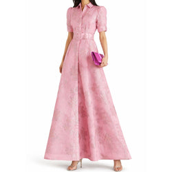 Women’s Embossed Puff Sleeve Maxi Dress