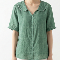 Women’s Vintage Button Front Linen Blouse