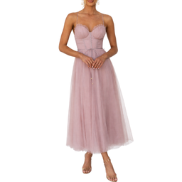 Women's Corset Tulle Midi Dress