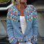 Women’s Pale Blue Floral Knitted Cardigan