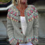 Women’s Pale Grey Floral Knitted Cardigan