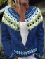 Women’s Navy Nordic Yoke Knitted Cardigan