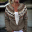 Women’s Cream and Brown Yoke Knitted Cardigan