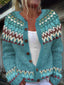 Women’s Teal Nordic Yoke Knitted Cardigan
