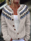 Women’s Blue and Grey Nordic Knitted Cardigan