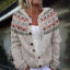 Women’s Cream Multicolour Yoke Knitted Cardigan