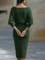 White Midi Dress | Draped Cowl Neckline, Batwing Sleeves 4