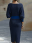 White Midi Dress | Draped Cowl Neckline, Batwing Sleeves 8