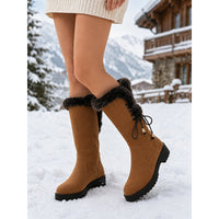 Winter Boots | Fur-Trimmed Top, Knee-High Lace-Up Design 1