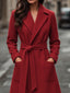 Winter Coat | Belted Waist, Notch Collar Maxi Length 3