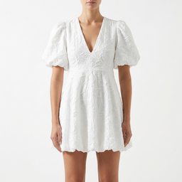 Women’s A-Line Puff Sleeve Mini Dress with V-Neck