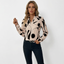 Women’s Abstract Print Long-Sleeve Blouse with Soft Drape