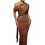 Women’s Asymmetric Draped Evening Maxi Dress