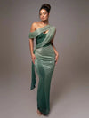 Women’s Asymmetric Draped Evening Maxi Dress