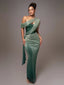 Women’s Asymmetric Draped Evening Maxi Dress