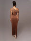 Women’s Asymmetric Draped Evening Maxi Dress