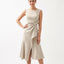 Women’s Asymmetric Hem Draped Midi Dress