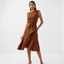 Women’s Asymmetric Hem Draped Midi Dress