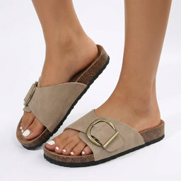 Women’s Buckled Flat Slide Sandals
