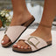 Women’s Buckled Flat Slide Sandals