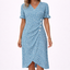 Women’s Button-Detail Wrap Midi Dress