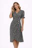 Women’s Button-Detail Wrap Midi Dress