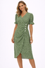 Women’s Button-Detail Wrap Midi Dress