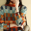 Women’s Checkered Long-Sleeve Turtleneck Sweater