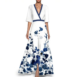 Women’s Contrast Trim Floral Maxi Dress