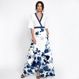Women’s Contrast Trim Floral Maxi Dress