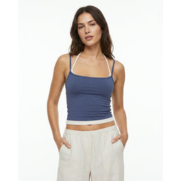 Women’s Cropped Contrast Strap Cami Top