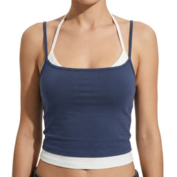 Women’s Cropped Contrast Strap Cami Top